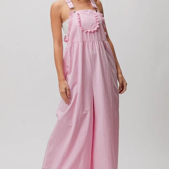 ✨NWT BiBi Lace Edge Detail Wide Leg Overall - Picture 5 of 11